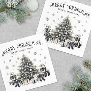 Black White Elegant Christmas Tree Napkin