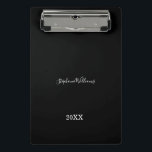 Black White Elegant Custom Name Year Gift Cute Mini Clipboard<br><div class="desc">Designed with classy,  elegant black and white background and text templates for name!</div>