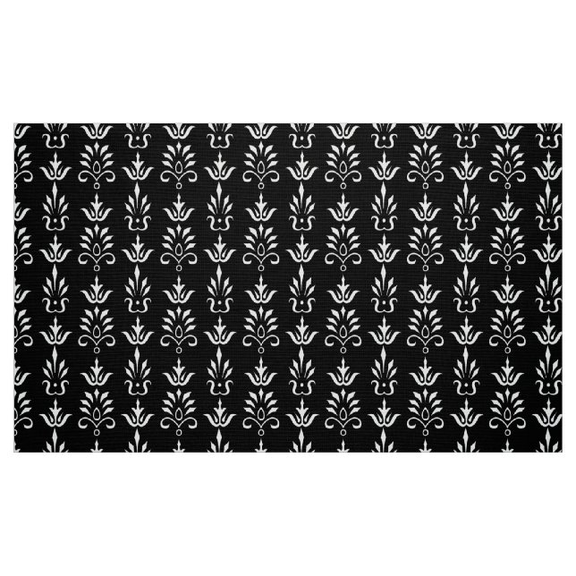 Black white elegant damask pattern fabric (Fat Quarter)