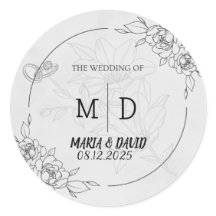 "Black & White Elegant Floral Minimalist Wedding