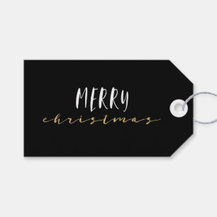 Black & White Elegant Geometric Merry Christmas Gift Tags