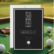 Black White Elegant Golf Ball 50 Birthday Par-Tee