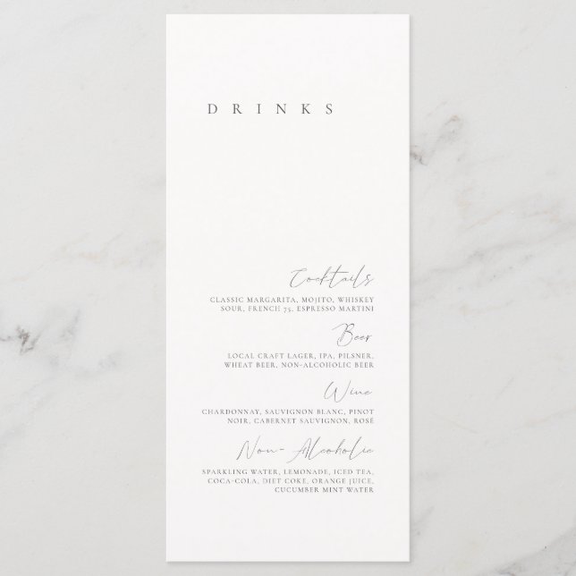 Black & White Elegant Minimal Wedding Drink Menu (Front)