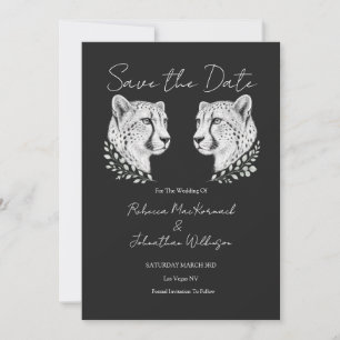 Black White Elegant Modern Design Cheetah Wedding Save The Date