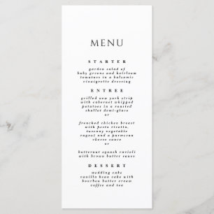 Black & White Elegant Modern Dinner Wedding Menu
