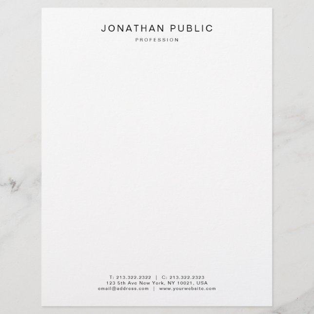 Black White Elegant Modern Minimalist Template Custom Letterhead (Front)