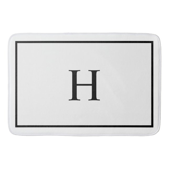 Black White Elegant Modern Monogram Bath Mat (Front)