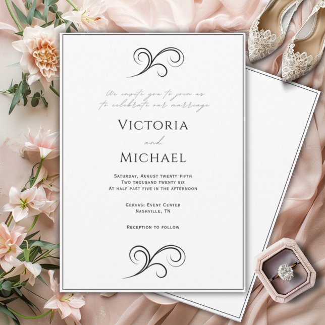 Black & White Elegant Modern Wedding Invitation (Creator Uploaded)