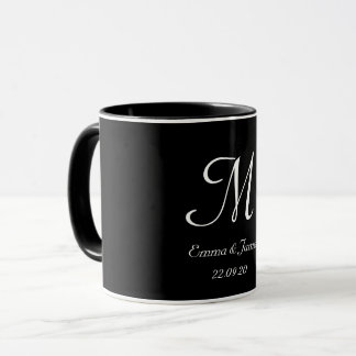 Black & White Elegant Monogram Initial Name Mug