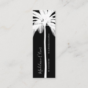 Black White Elegant Palm Tree Tropical Elegant Mini Business Card
