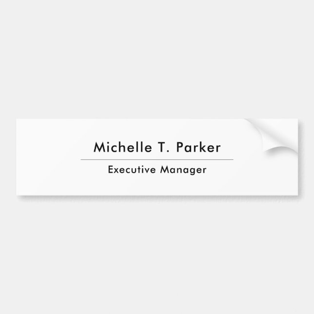 Black & white elegant plain minimalist bumper sticker (Front)
