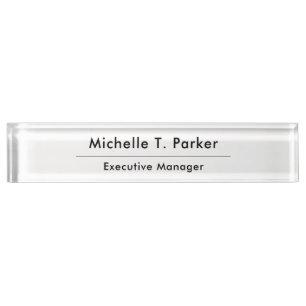 Black & white elegant plain minimalist nameplate