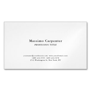 Black & White Elegant Plain Simple Minimalist Magnetic Business Card