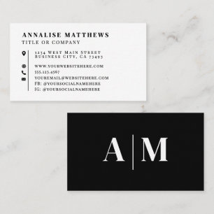 Black White Elegant Professional Business Card