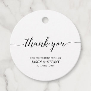 Black & White Elegant Script Party Thank you Favour Tags