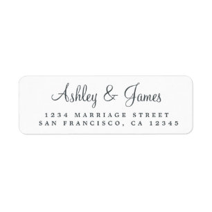 Black White Elegant Script Return Address Label
