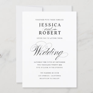 Black & White Elegant Script Wedding Invitation