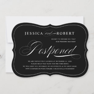 Black & White Elegant Script Wedding Postponed Save The Date