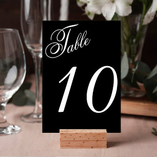 Black & White Elegant Script Wedding Reception Table Number