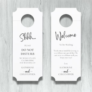 Black White Elegant Shhh Do Not Disturb Wedding Door Hanger