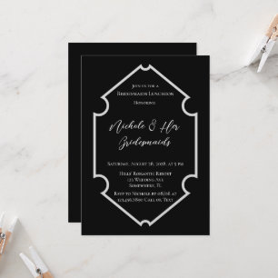 Black & White Elegant Simple Bridesmaids Luncheon Invitation