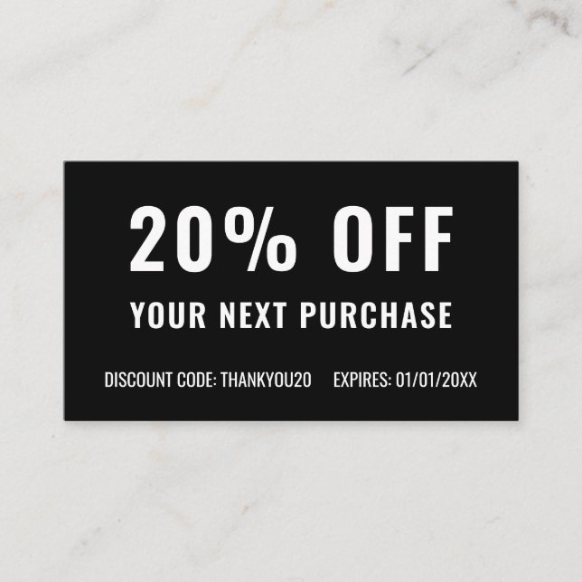 Black White Elegant Simple Business Promo Loyalty Discount Card (Front)