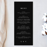 Black White Elegant Simple Monogram Wedding Menu<br><div class="desc">slim menu to match the collection
*if you would like more paper options this design can be transferred to a slim program
*or for more help contact me</div>