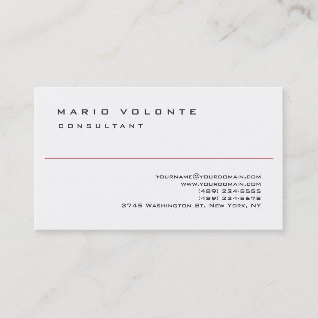 Black White Elegant Simple Plain Professional Business Card (Front)