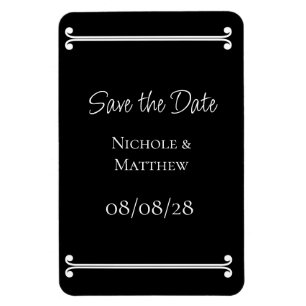 Black & White Elegant Simple Save The Date Magnet