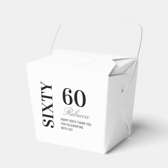 Black & White Elegant Sixty 60th Birthday Party  Favour Box (Front Side)