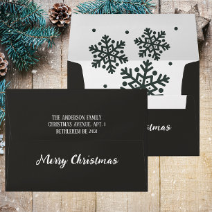 Black & White Elegant Snowflake Merry Christmas Envelope