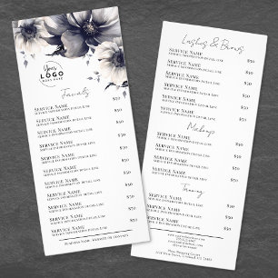 Black White Elegant Spa Services Menu Rack Card