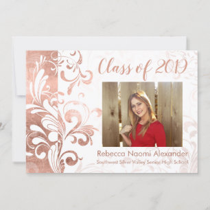 Black White Elegant Swirl Photo 2018 Graduation Invitation