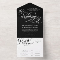 Black White Elegant Swirls Wedding