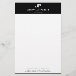 Black White Elegant Template Personalised Modern Stationery