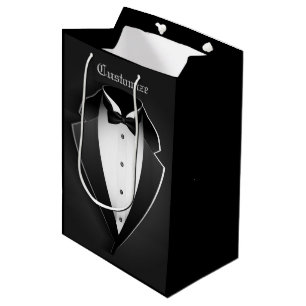 Black & White Elegant Tuxedo Medium Gift Bag