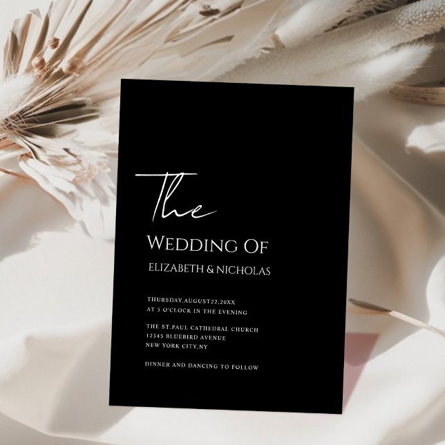 black & white elegant unique wedding Invitation (Creator Uploaded)