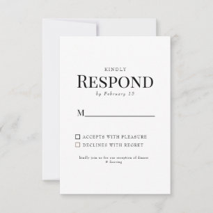 Black & White Elegant Vintage Floral Wedding RSVP Card