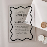 Black White Elegant Wavy Border Wedding