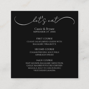 Black & White Elegant Wedding Menu Enclosure Card