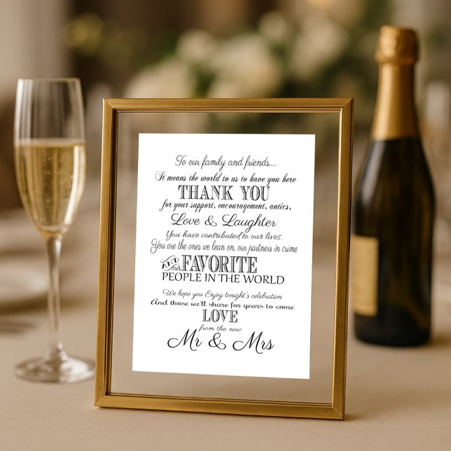 Black & white Elegant wedding Thank you sign print (Creator Uploaded)
