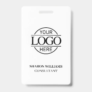 Black White Employee ID with Custom Business Logo Badge
