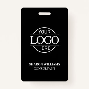 Black White Employee ID with Custom Business Logo ID Badge