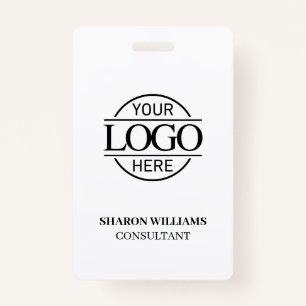 Black White Employee ID with Custom Business Logo ID Badge