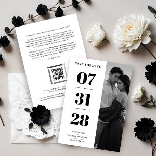 Black & White Enchanting and Delicate Simple Photo Save The Date