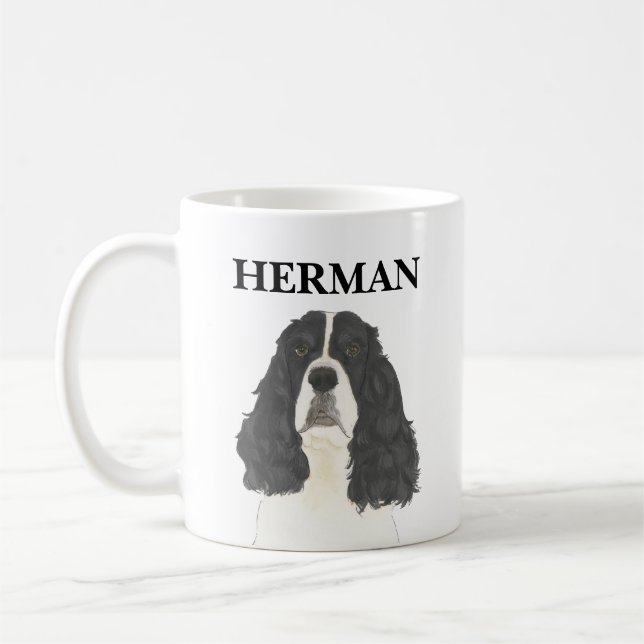 Black & White English Springer Spaniel Coffee Mug (Left)