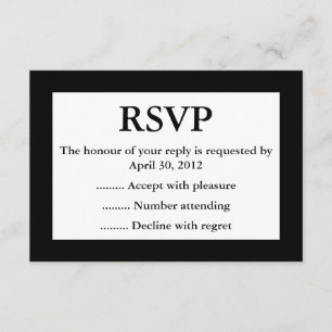 Black & White Event Reply, RSVP or Response Cards