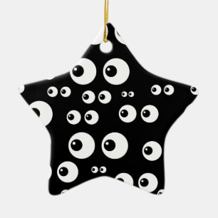 black white eyes ceramic tree decoration
