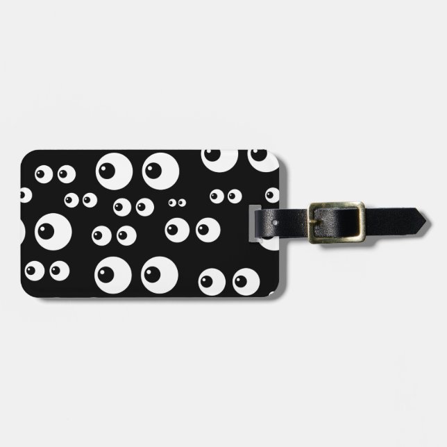 black white eyes luggage tag (Front Horizontal)