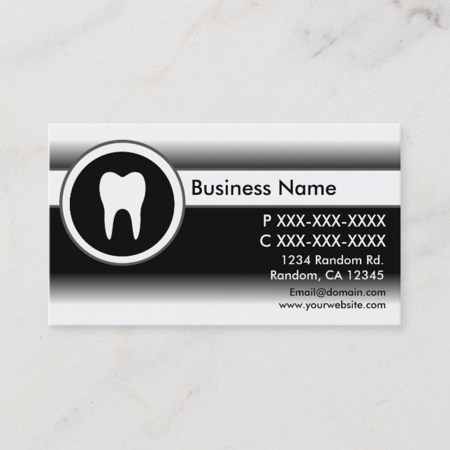 Black white fade dentist custom business cards (Front)